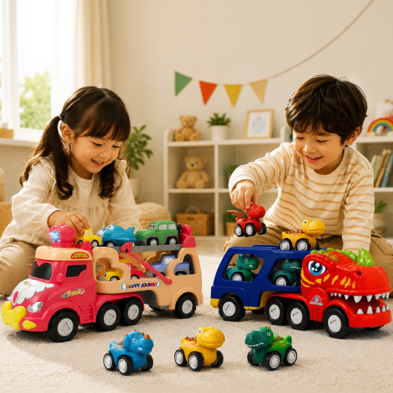 DinoDrive – Creatief & Avontuurlijk – 5-in-1 Vrachtwagen Speelset