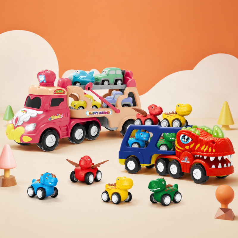 DinoDrive – Creatief & Avontuurlijk – 5-in-1 Vrachtwagen Speelset