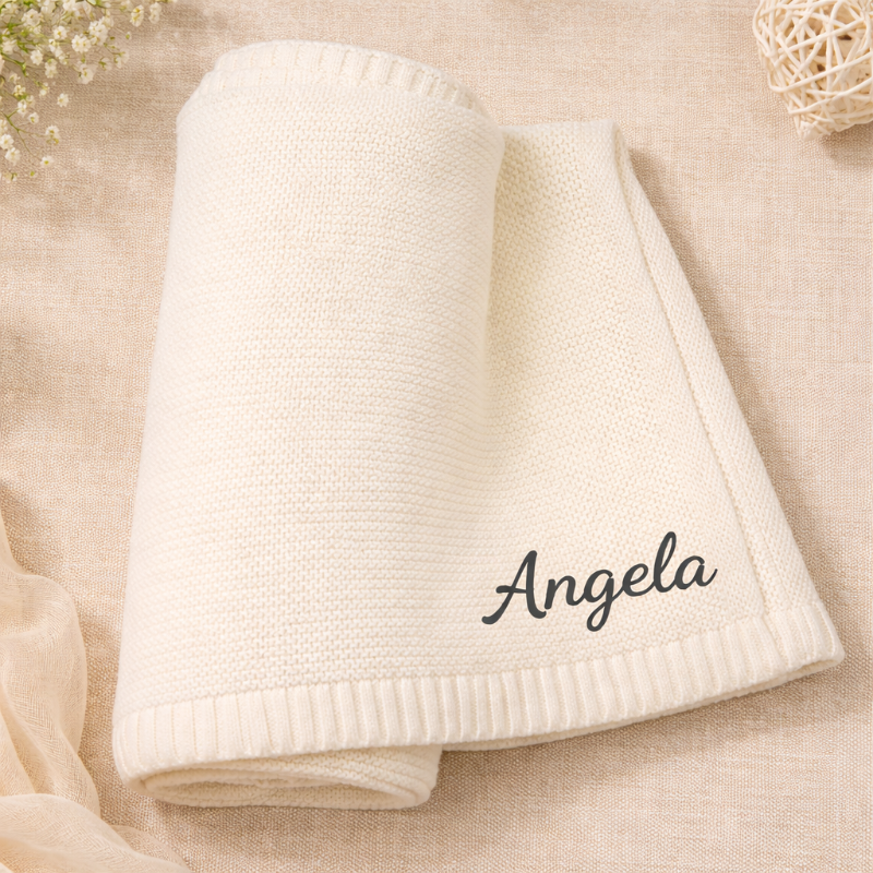 Personalized Baby Blanket – Zacht & Uniek – Katoenen Gepersonaliseerd Geborduurde Deken