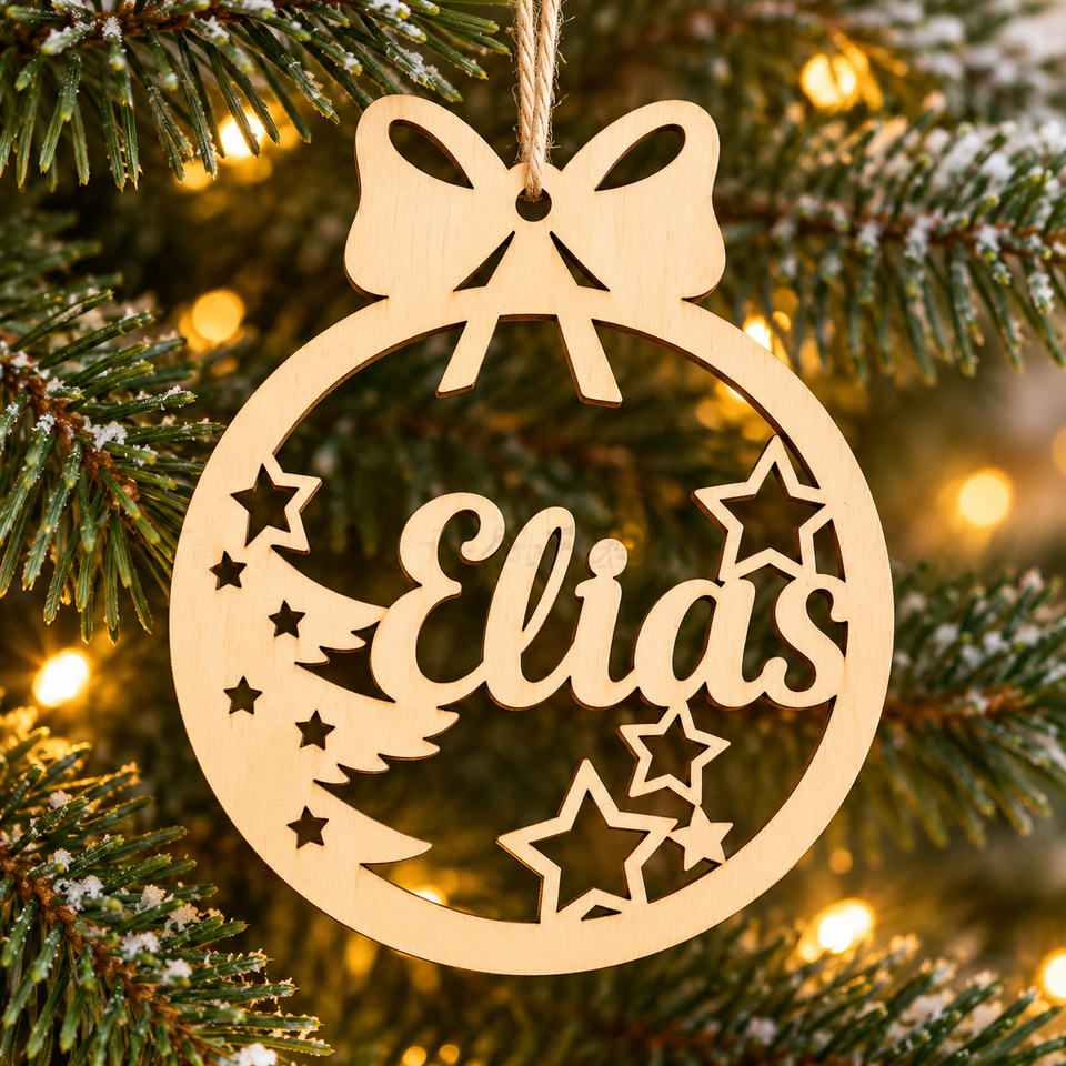ChristmasName – Persoonlijk & Feestelijk – Houten Kersthanger met Naam