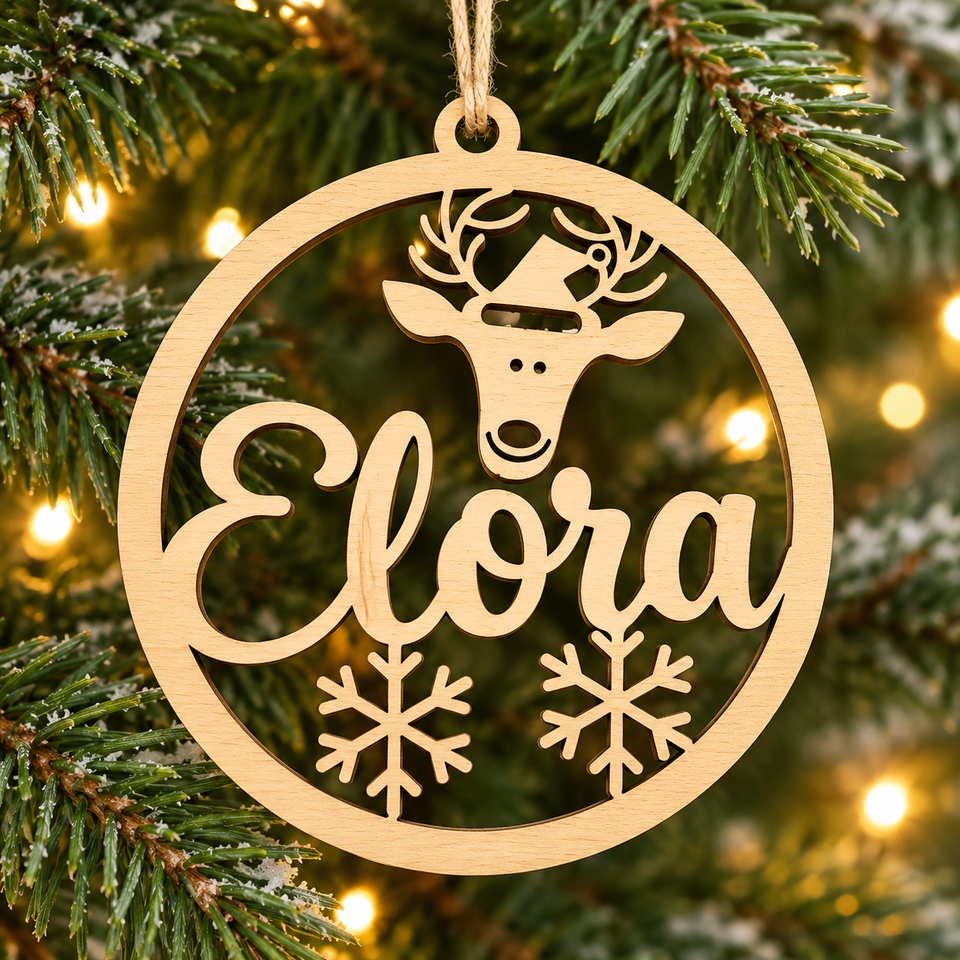 ChristmasName – Persoonlijk & Feestelijk – Houten Kersthanger met Naam