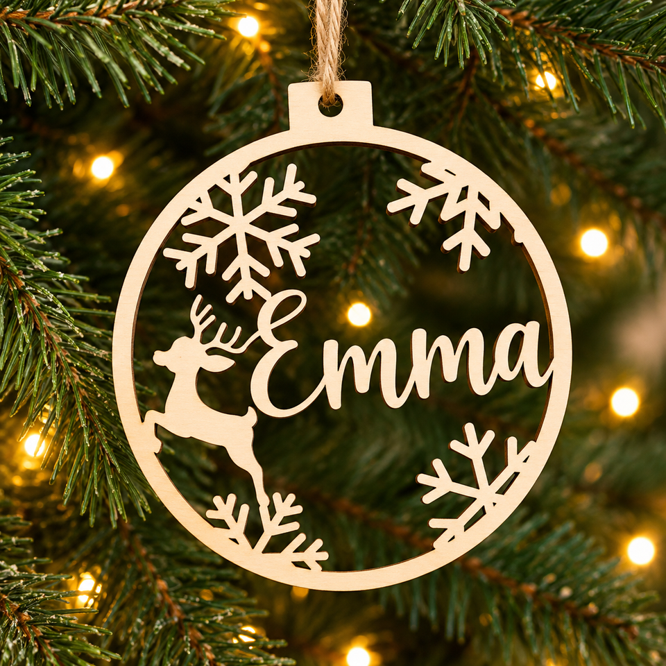 ChristmasName – Persoonlijk & Feestelijk – Houten Kersthanger met Naam