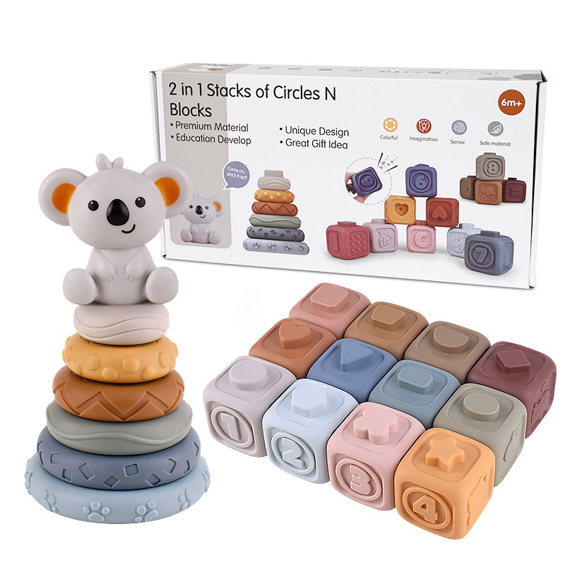 Koala Cubes™ - Tandvriendelijke toren - Bijtring speelgoed