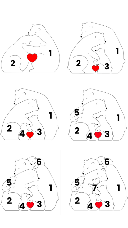 Family Puzzle™ – Gepersonaliseerd Moederdag Cadeau met Berenfamilie