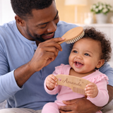 Personalized Hairbrush – Zacht & Uniek – Gepersonaliseerde Baby Haarborstel Set