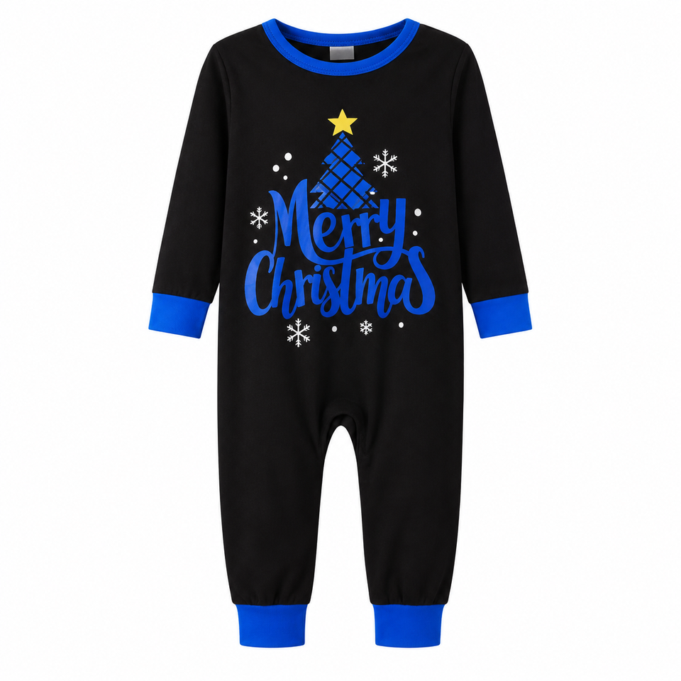 CozyChristmas – Feestelijk & Comfortabel – Familie Kerstpyjama met Blauwe Ruitjesbroek