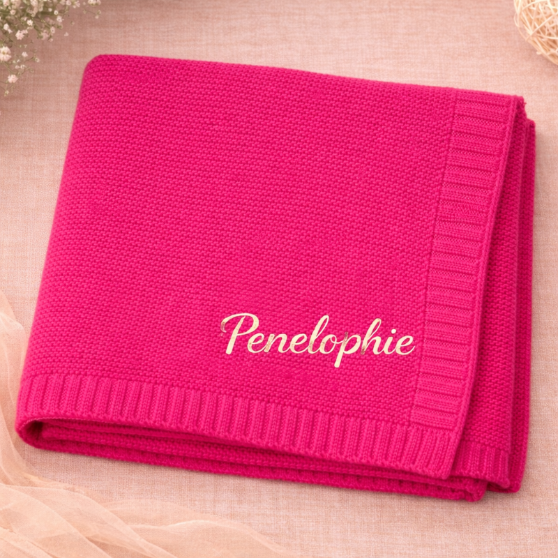 Personalized Baby Blanket – Zacht & Uniek – Katoenen Gepersonaliseerd Geborduurde Deken