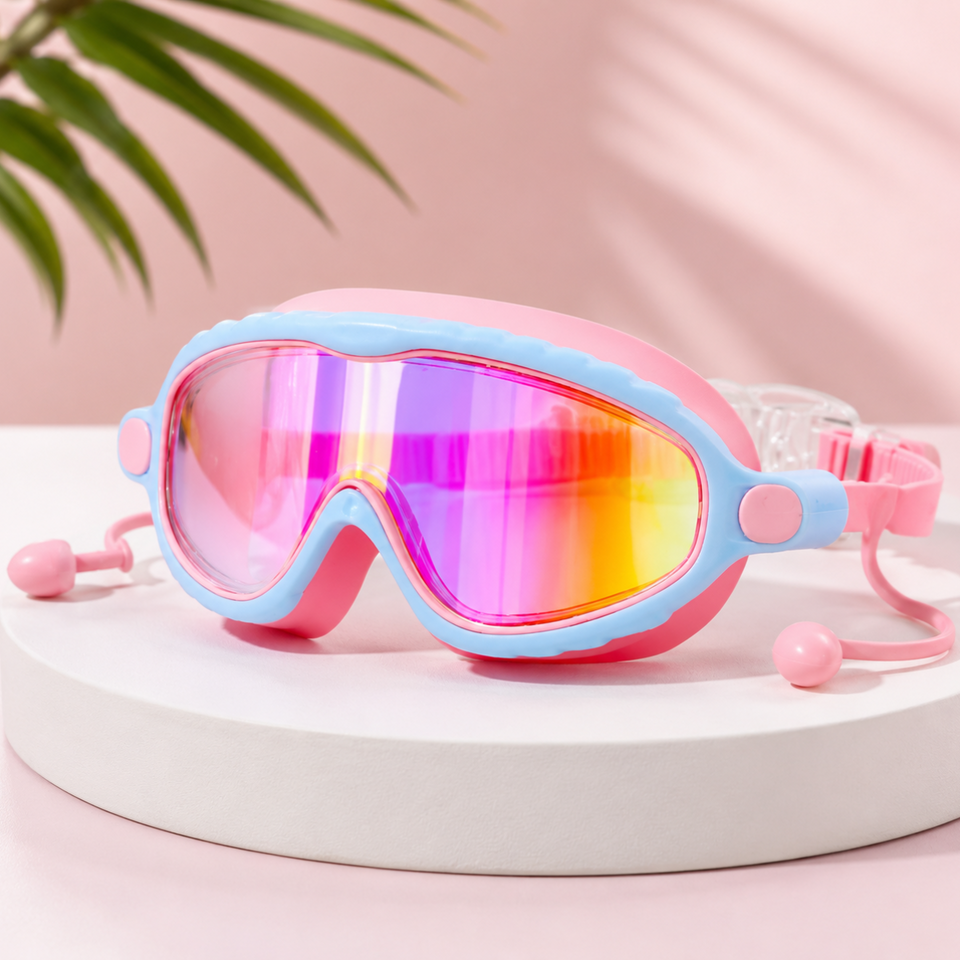 AquaVision – Verstelbare anticondens- en UV-bescherming – Siliconen zwembril met oordoppen