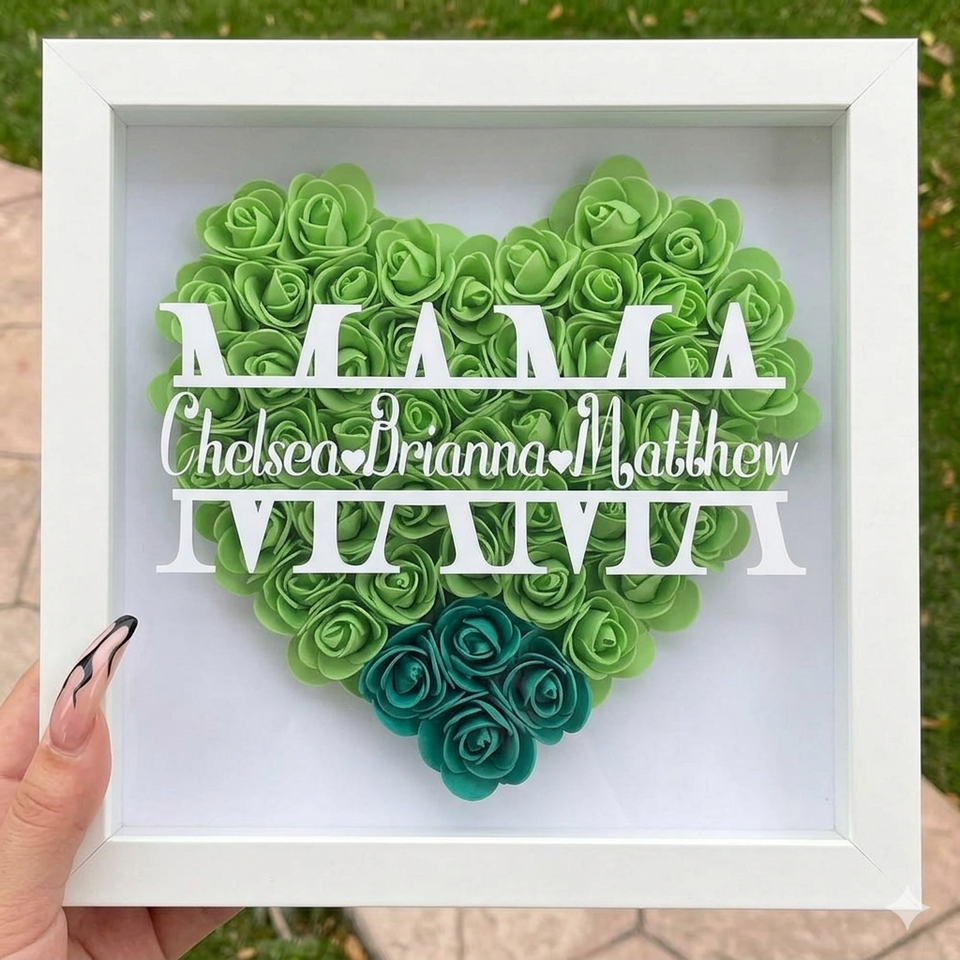 Personalized Rose Shadow Box – Uniek Moederdagcadeau – Gepersonaliseerde Rozen Schaduwdoos