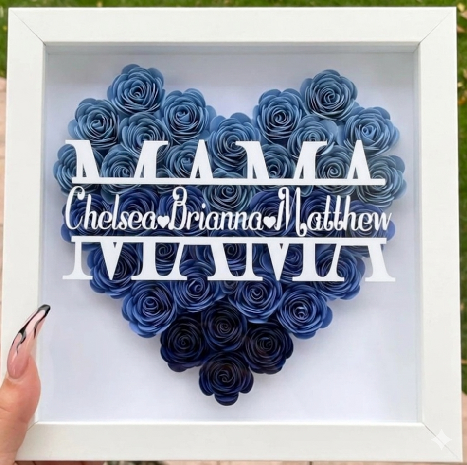Personalized Rose Shadow Box – Uniek Moederdagcadeau – Gepersonaliseerde Rozen Schaduwdoos