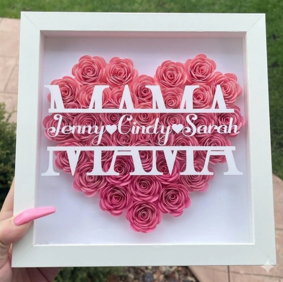 Personalized Rose Shadow Box – Uniek Moederdagcadeau – Gepersonaliseerde Rozen Schaduwdoos