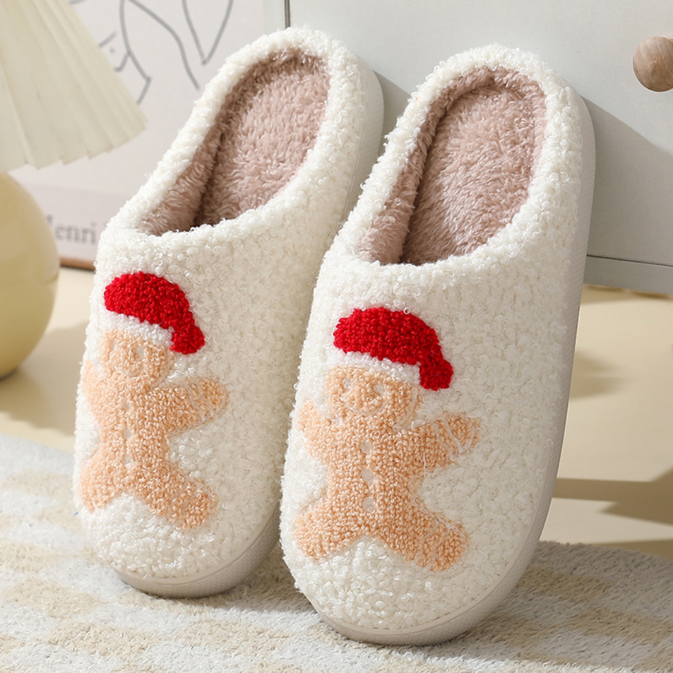 Noordlicht – Warm & Feestelijk – Pluche Kerstpantoffels met motief