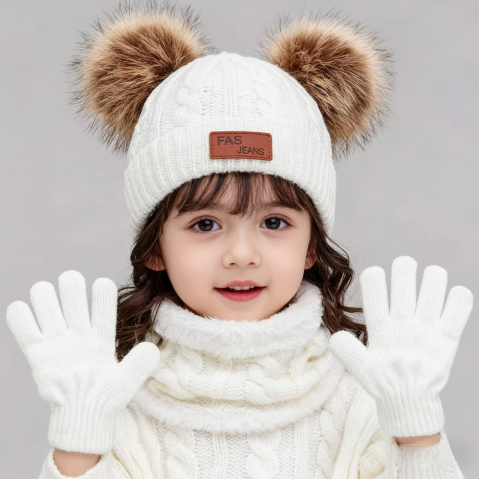 CozyPom – Warm & Zacht - Winterset met Muts, Sjaal en Handschoenen