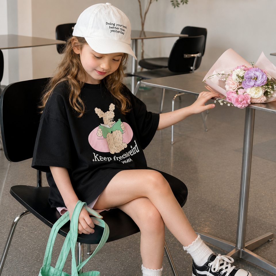 SunnyKids – Comfortabel & Schattig – Oversized T-shirt met Cartoon Print