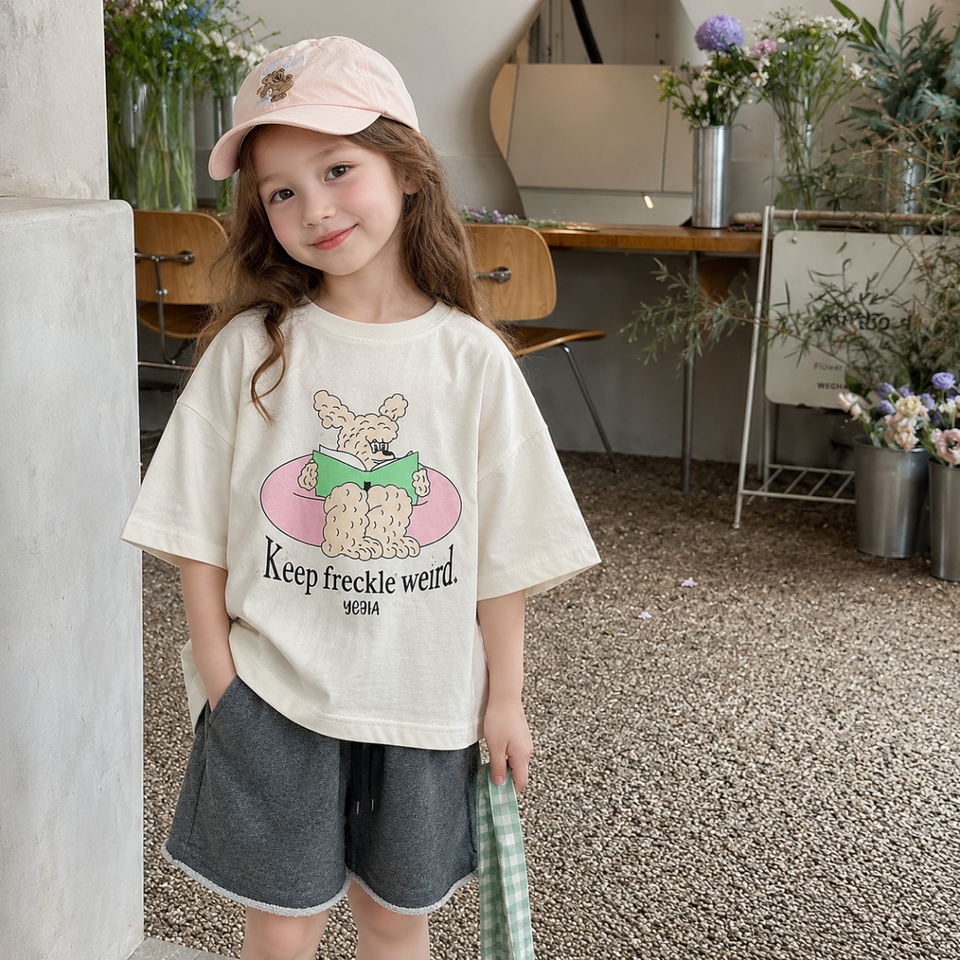 SunnyKids – Comfortabel & Schattig – Oversized T-shirt met Cartoon Print