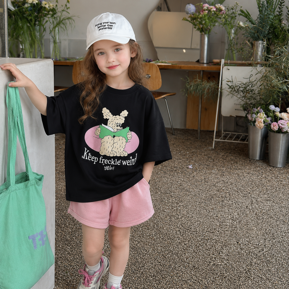 SunnyKids – Comfortabel & Schattig – Oversized T-shirt met Cartoon Print