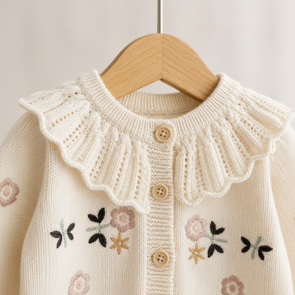 FloraKnit – Warm & Modieus – Gebreid Vestje met Bloemendetails