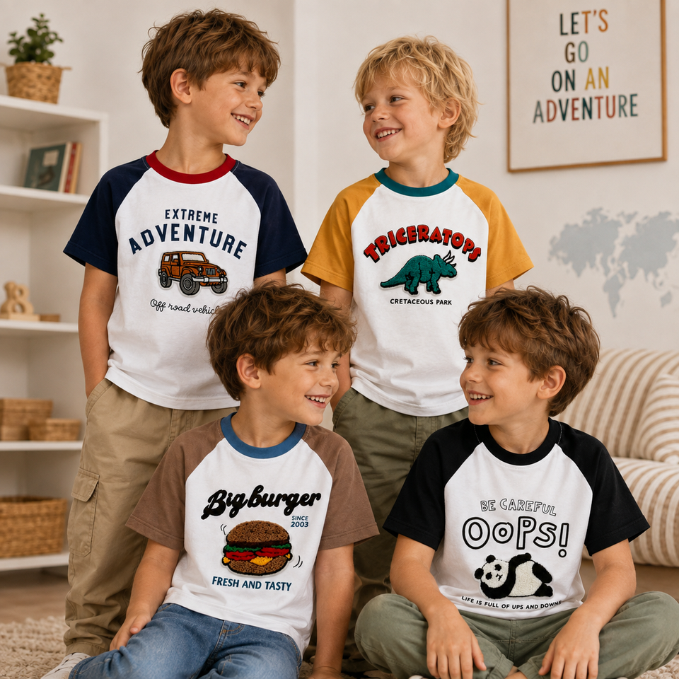 StreetBoy – Stoer & Comfortabel – Kinder T-shirt met Raglan Mouwen en Print