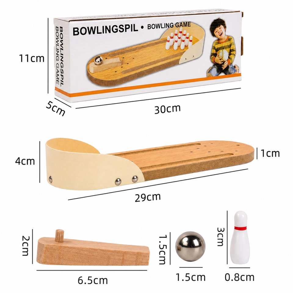 MiniStrike – Gezellig & Interactief – Houten Tafel Bowling Spel