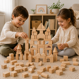 BlockyFun – Creatief & Educatief – 100-delige Houten Bouwblokken Set