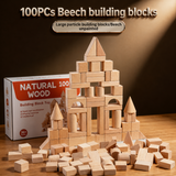 BlockyFun – Creatief & Educatief – 100-delige Houten Bouwblokken Set