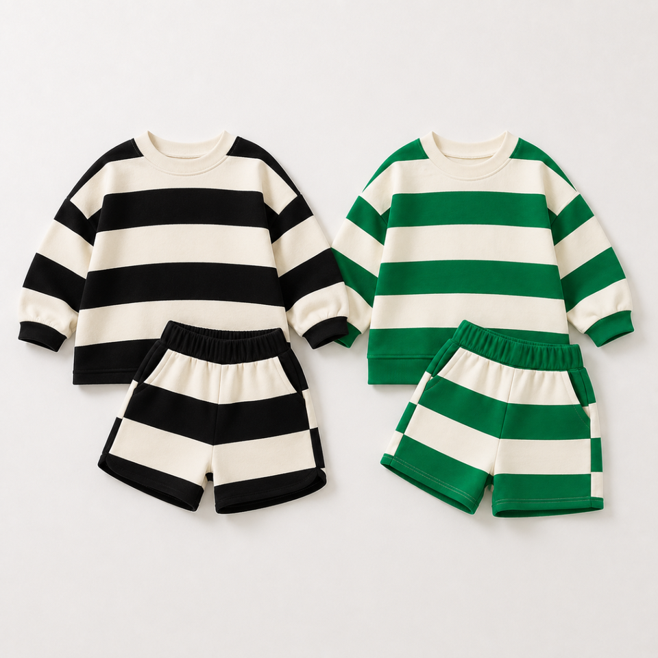 LittleStyle – Zacht & Comfortabel – Katoen Gestreept Comfy Set