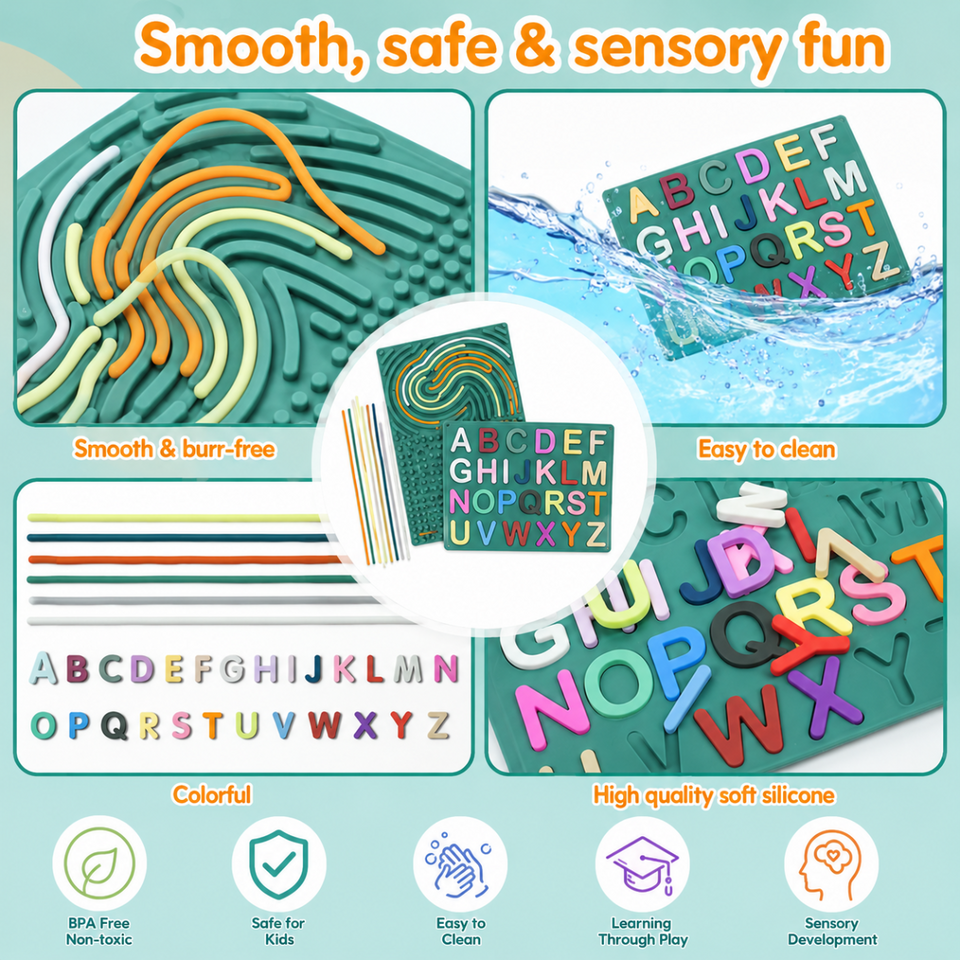 BrainyKids – Educatief & Sensorisch – Silicone Activiteitenbord met Letters