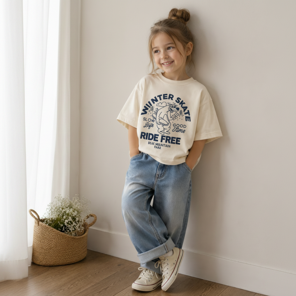 BearPlay – Comfort & Stijlvol –  Oversized T-shirt met Winter Skate Print