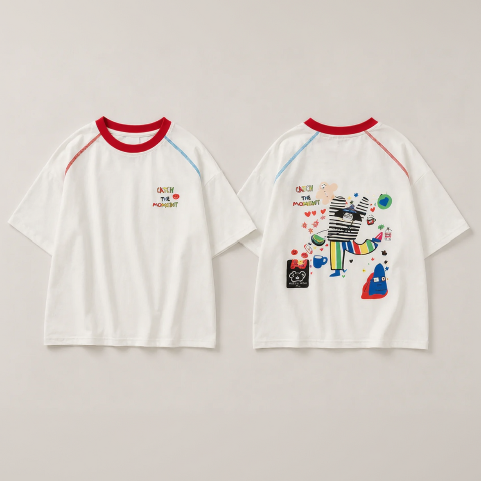 LittleVibe – Speelpret & Creatief – Oversized T-shirt met Kleurige Illustratie