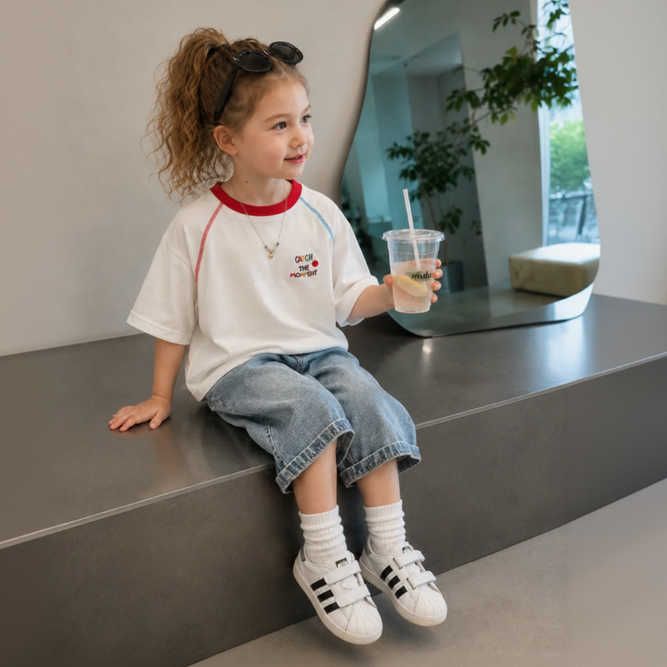 LittleVibe – Speelpret & Creatief – Oversized T-shirt met Kleurige Illustratie