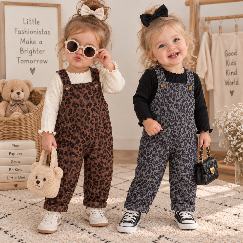 LeopardChic – Trendy & Comfortabel – Meisjes Tuinbroek met Luipaardprint