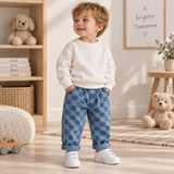 DenimCheck – Comfortabel & Trendy – Kinder Broek met Blokjespatroon