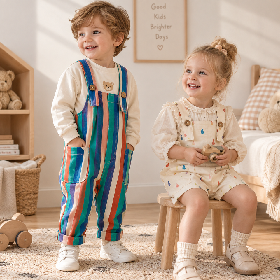 TinyStyle – Speels & Comfortabel – Kinder Tuinbroek met Print