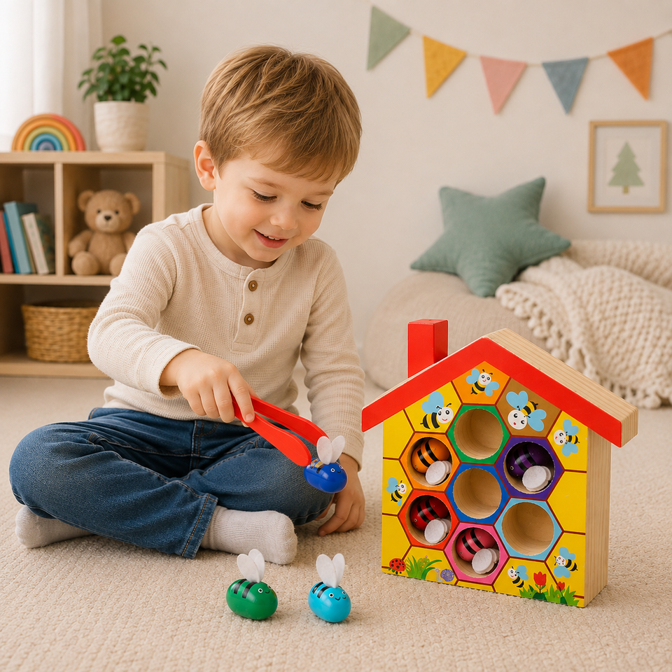 HoneyHive – Montessori & Educatief – Houten Bijensorteerspel