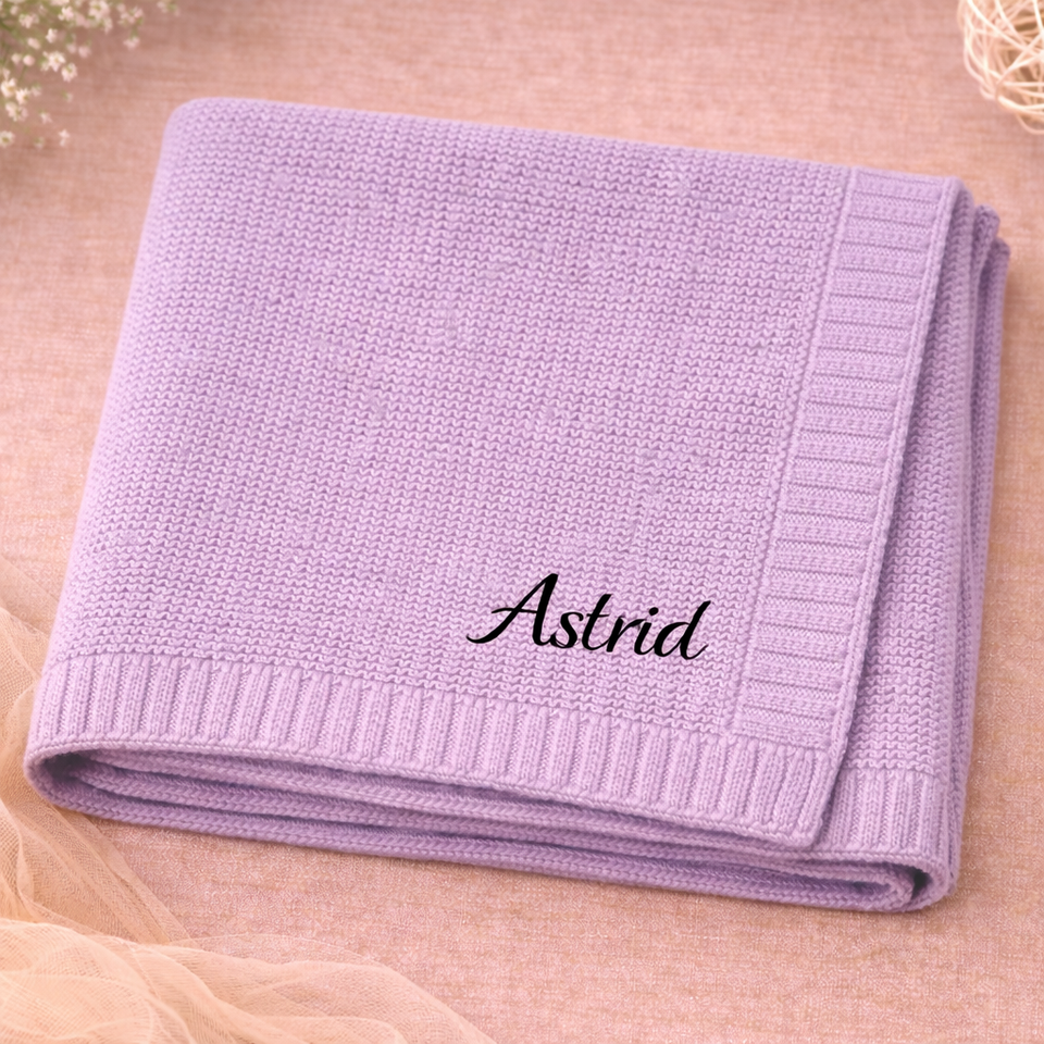 Personalized Baby Blanket – Zacht & Uniek – Katoenen Gepersonaliseerd Geborduurde Deken