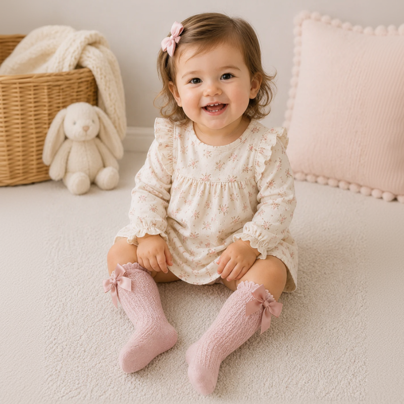 LittleCharm – Zacht & Stijlvol – Meisjes Kniekousen met Strik