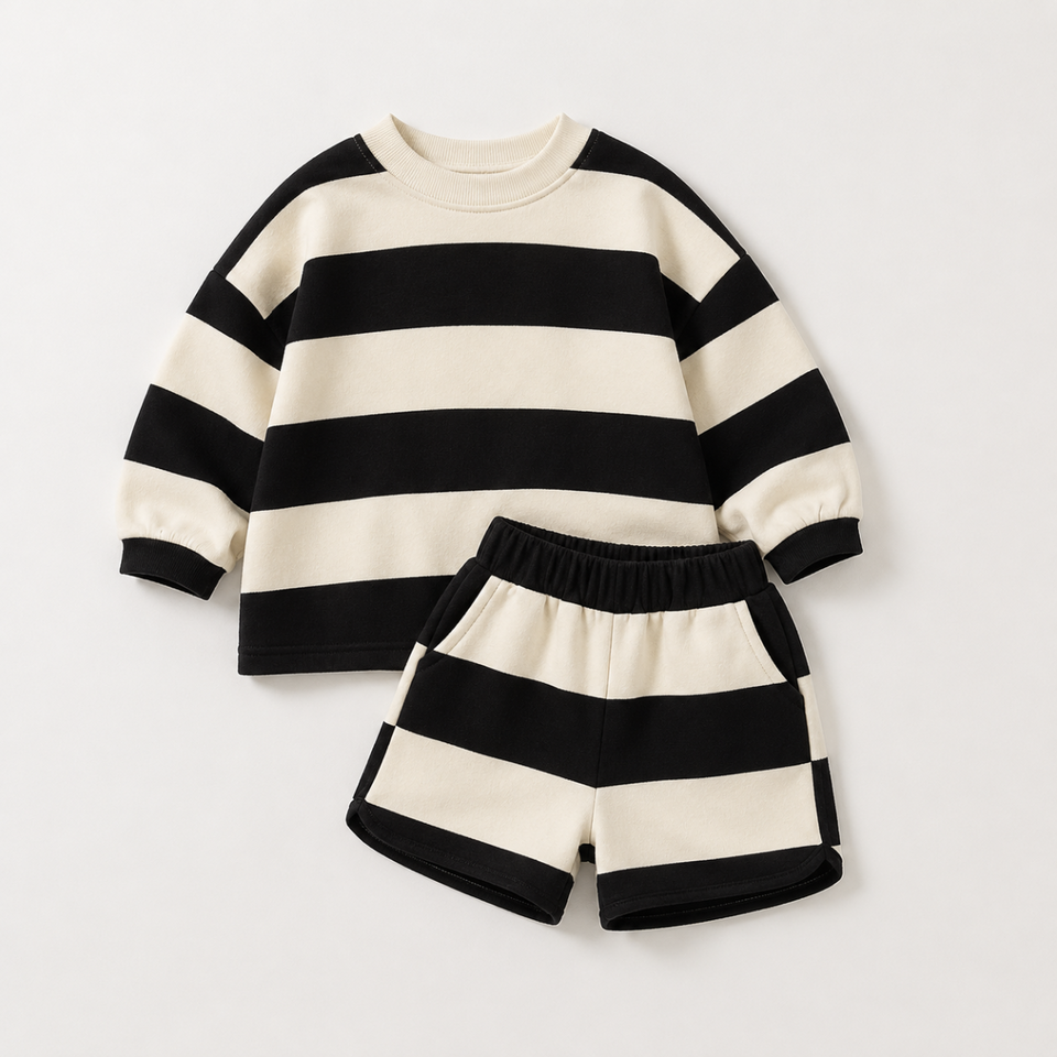 LittleStyle – Zacht & Comfortabel – Katoen Gestreept Comfy Set