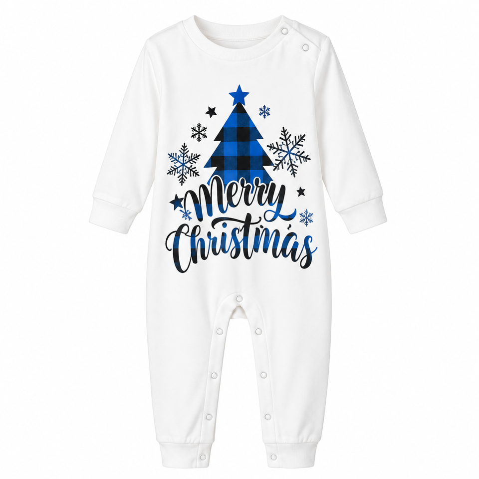 BlueChristmas – Elegant & Feestelijk – Familiepyjama met Kerstboomdesign
