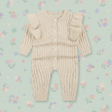 MiniAurora – Zacht & Elegant – Gebreide babypakje met engelenvleugels en hoofdband