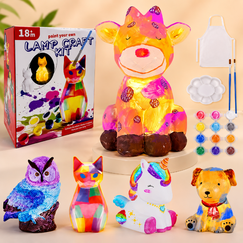 MiniCrafters – Creativiteit & Leren – DIY Lamp Dieren Schilderset