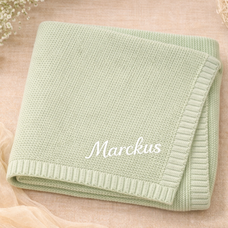Personalized Baby Blanket – Zacht & Uniek – Katoenen Gepersonaliseerd Geborduurde Deken