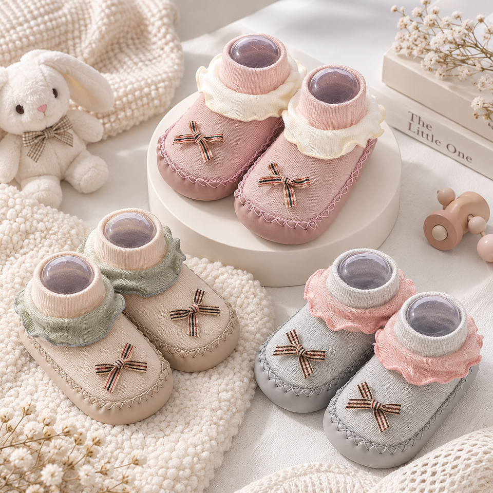 TinyFeet – Zacht & Ademend – Antislip Schoentjes met Strik