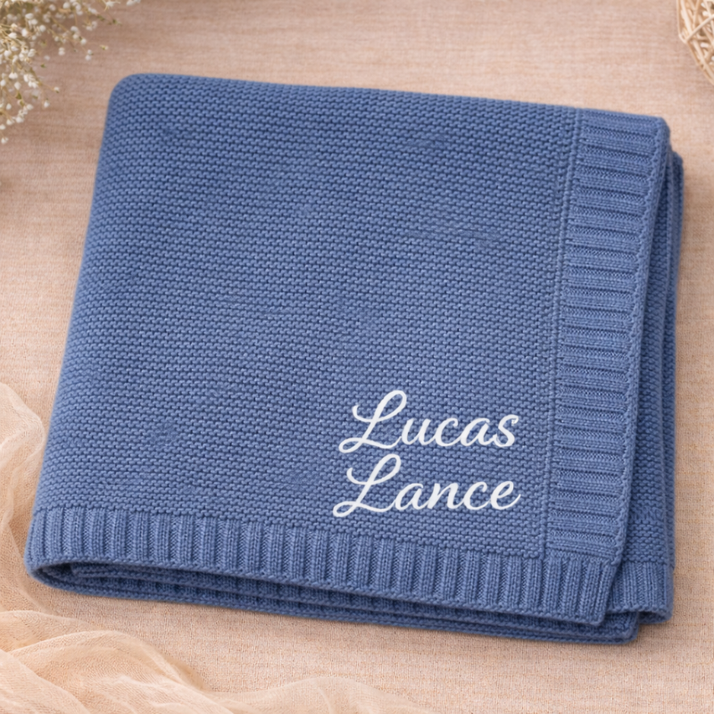 Personalized Baby Blanket – Zacht & Uniek – Katoenen Gepersonaliseerd Geborduurde Deken