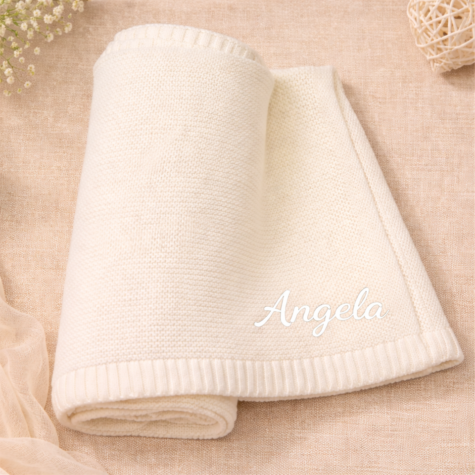 Personalized Baby Blanket – Zacht & Uniek – Katoenen Gepersonaliseerd Geborduurde Deken