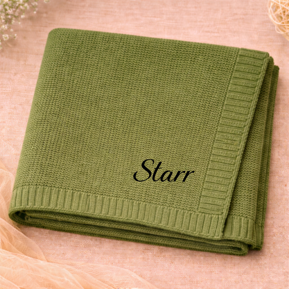 Personalized Baby Blanket – Zacht & Uniek – Katoenen Gepersonaliseerd Geborduurde Deken