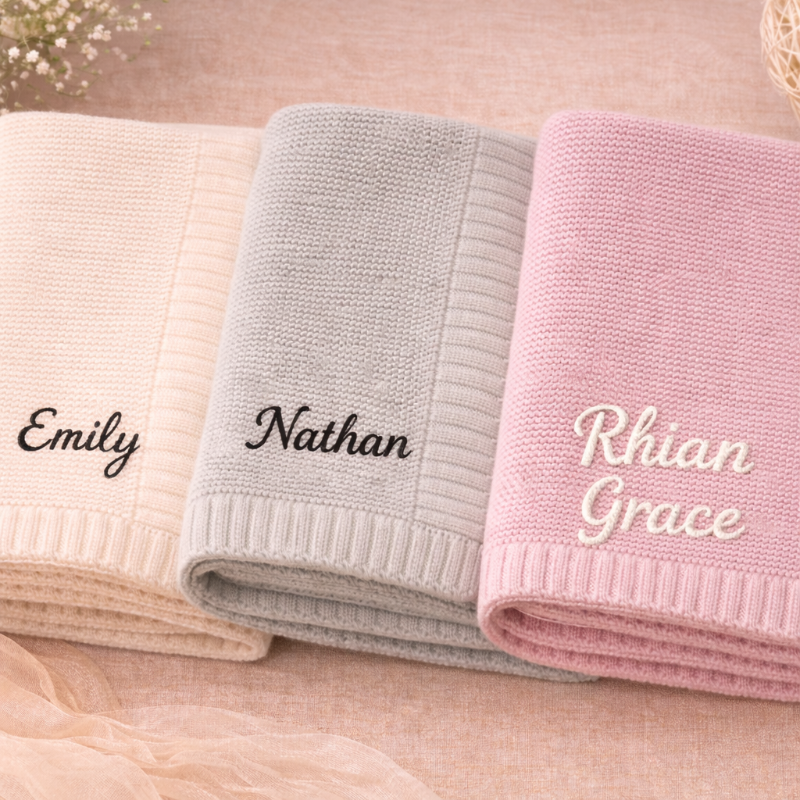 Personalized Baby Blanket – Zacht & Uniek – Katoenen Gepersonaliseerd Geborduurde Deken