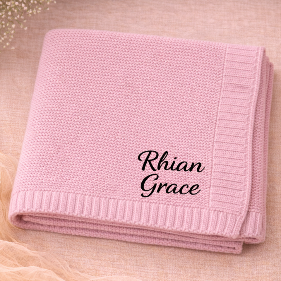 Personalized Baby Blanket – Zacht & Uniek – Katoenen Gepersonaliseerd Geborduurde Deken