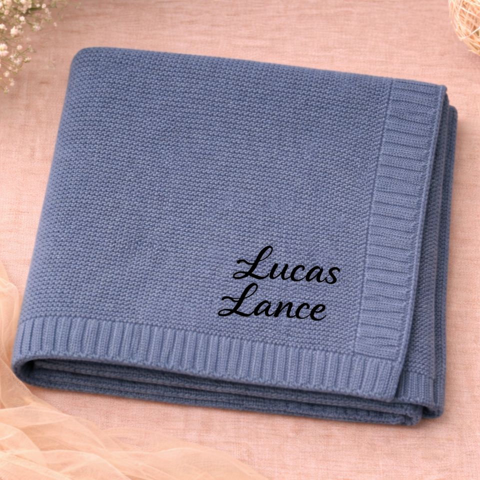Personalized Baby Blanket – Zacht & Uniek – Katoenen Gepersonaliseerd Geborduurde Deken