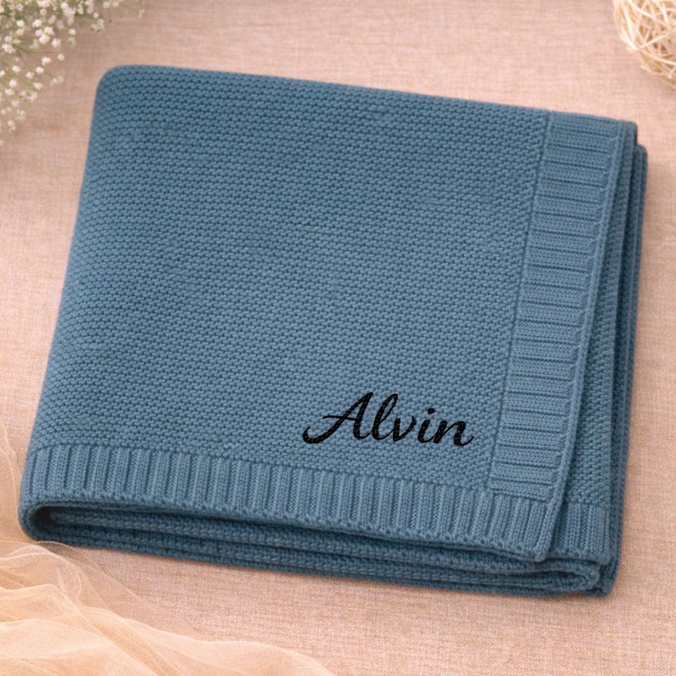 Personalized Baby Blanket – Zacht & Uniek – Katoenen Gepersonaliseerd Geborduurde Deken