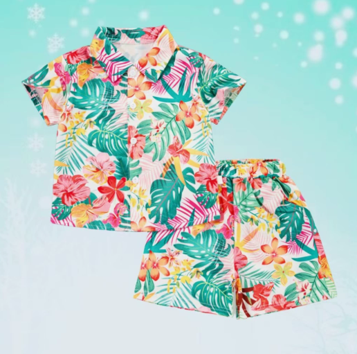 Mini Fashion™ - Fris & Vrolijk - Bloemen Jongens Setje